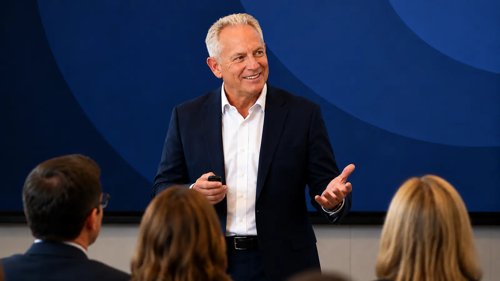 Jim Bywater delivering a keynote to an audience